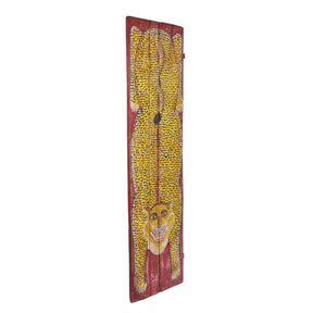 Indian Red Painted Leopard Door Panel