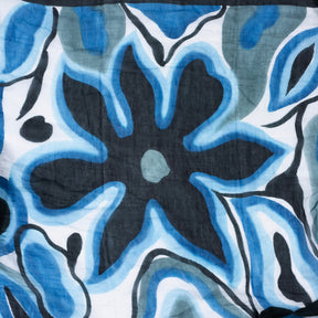 Hand Painted Cotton/Silk Indigo Abstract Design Shawl - Sarong