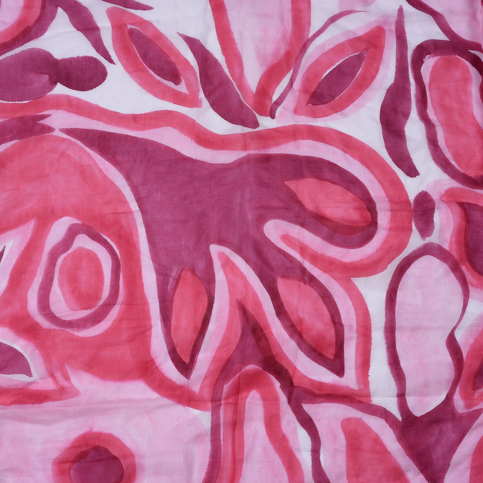 Hand Painted Fuchsia Pink Cotton/Silk Abstract Design Shawl - Sarong