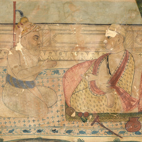 Framed Watercolour Of A Mughal Court Scene - 18th Century