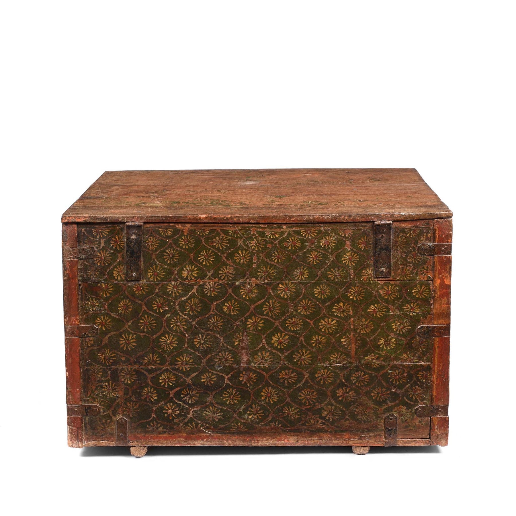 Painted Teak Chest from Nagaur - 18thC