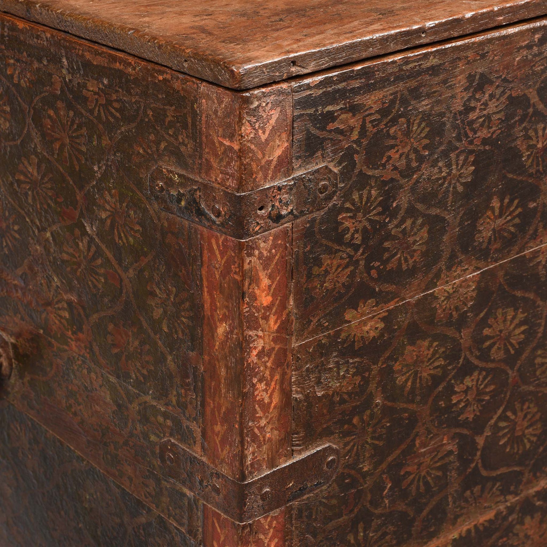 Painted Teak Chest from Nagaur - 18thC
