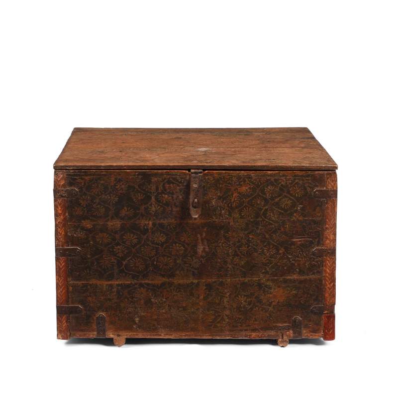 Painted Teak Chest from Nagaur - 18thC