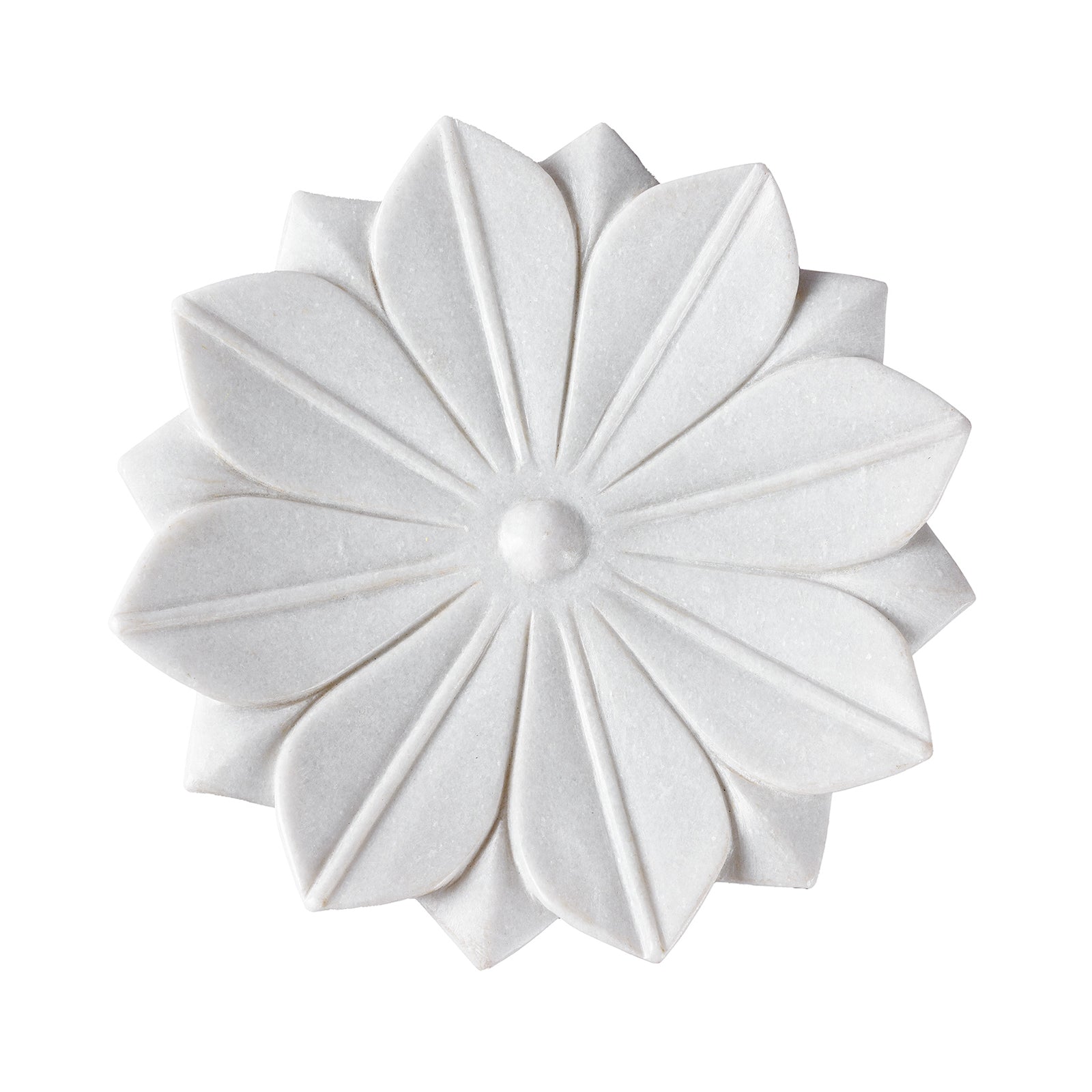 White Marble Lotus Plate From Rajasthan