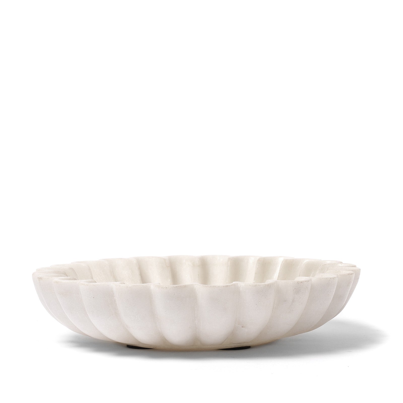 White Marble Scalloped Decorative Bowl