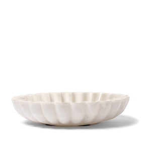 White Marble Scalloped Decorative Bowl