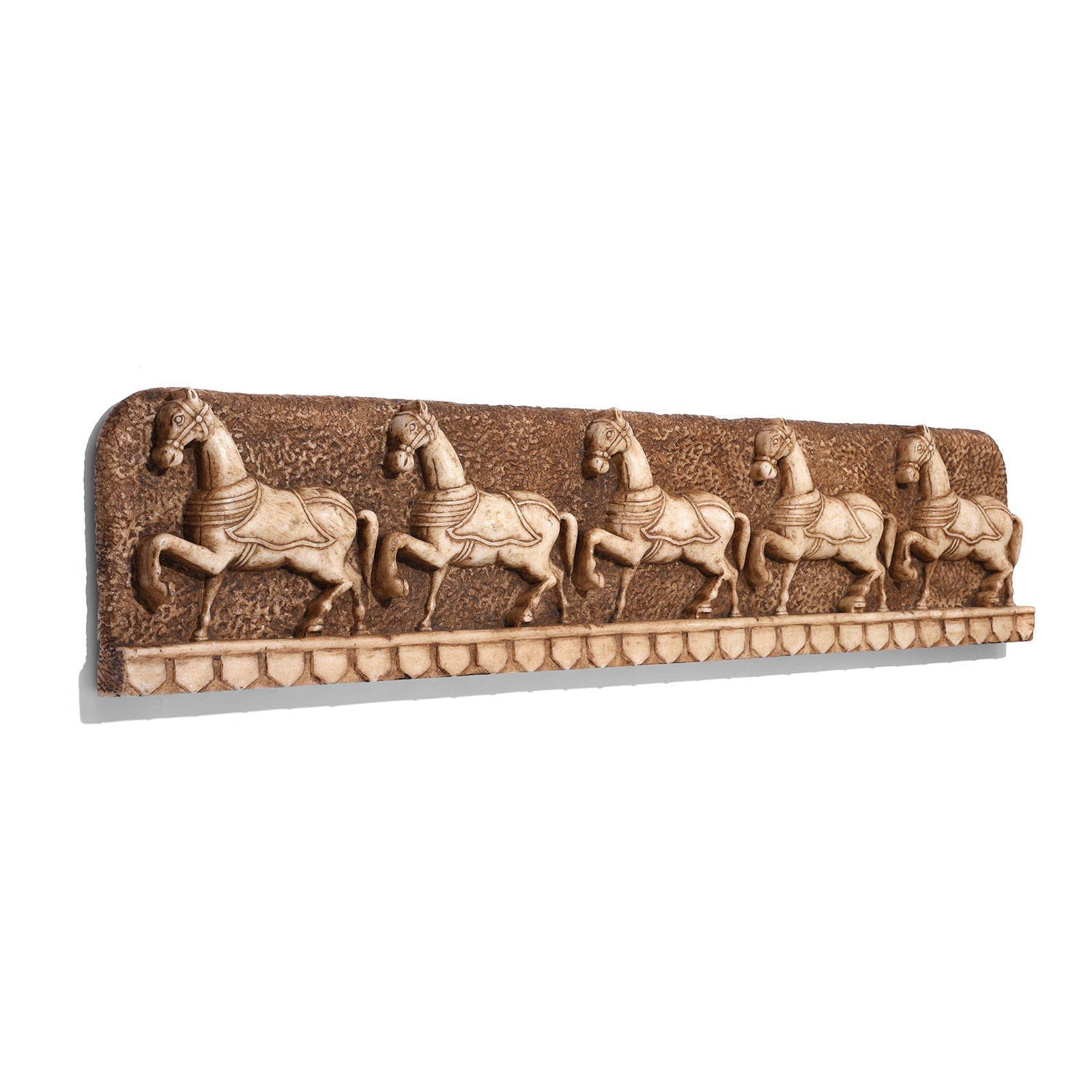 Hand Carved Marble Horse Panel - Mughal Style