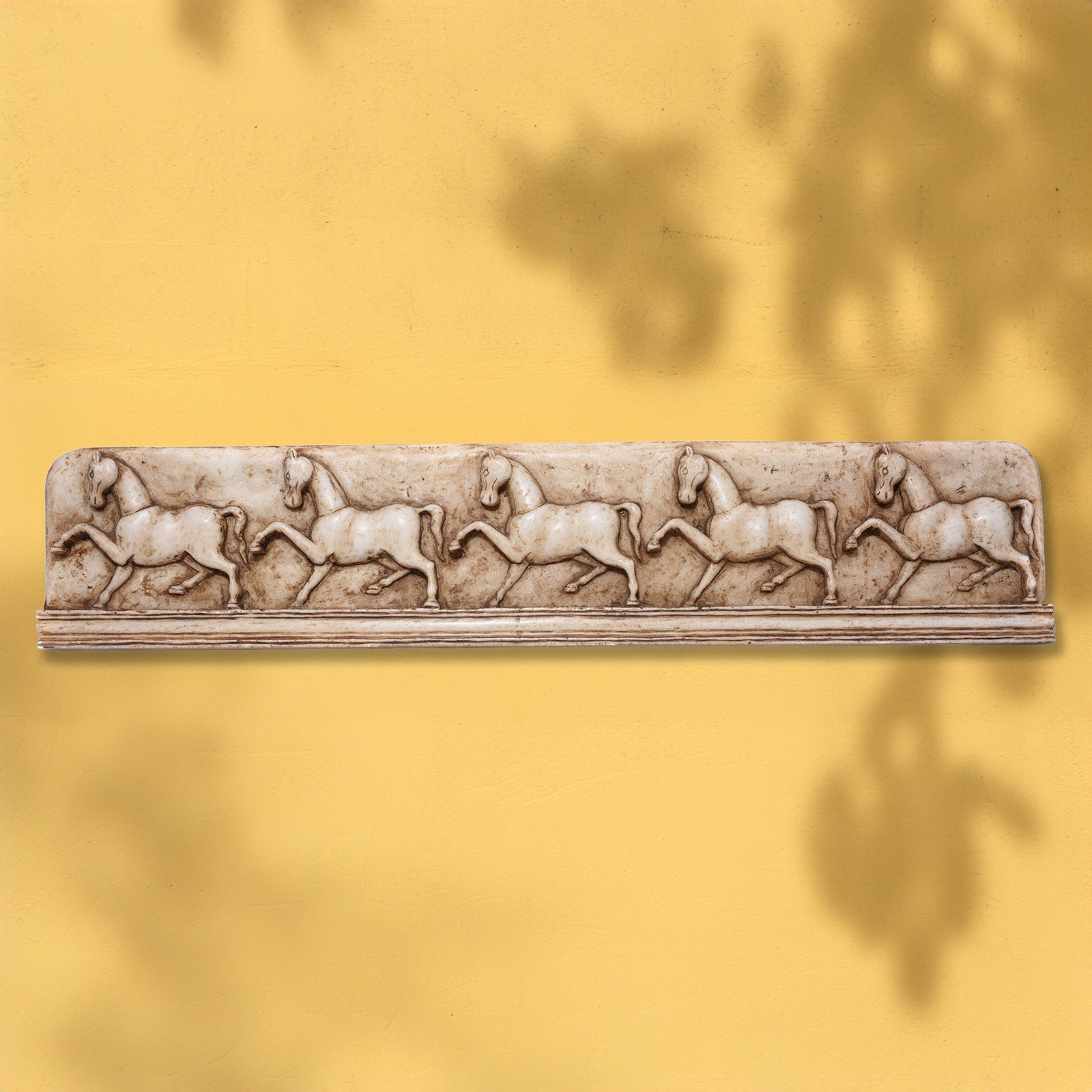 Mughal Style White Marble Horse Panel (Left Facing)