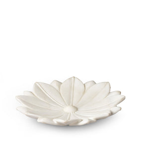 White Marble Lotus Plate From Rajasthan