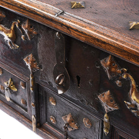 Rosewood Jewellery Box With Brass Peacocks - 19thC