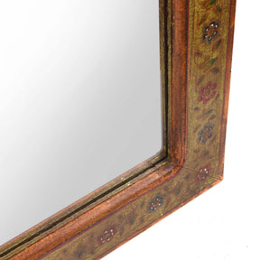 Carved Teak Mihrab Mirror With Traditional Painting