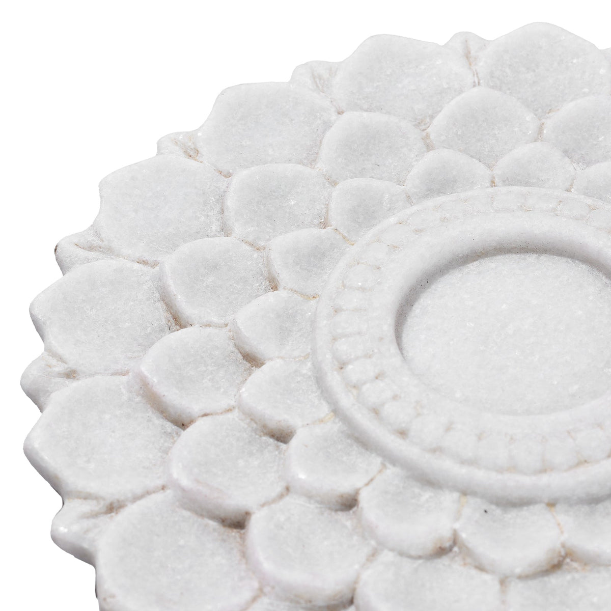 White Marble Candlestand - Lotus Design