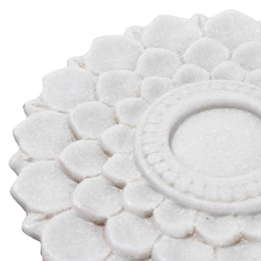 White Marble Candlestand - Lotus Design