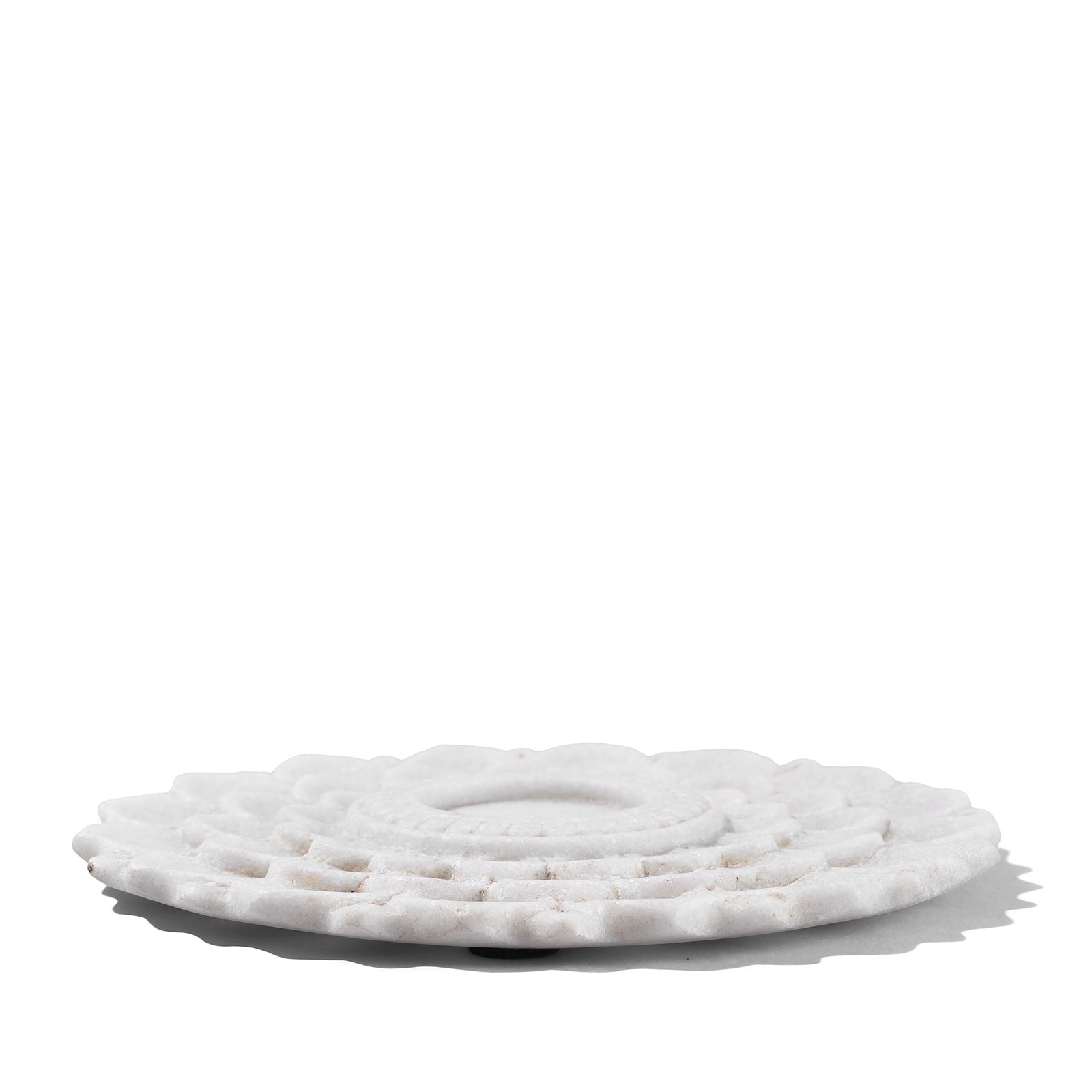 White Marble Candlestand - Lotus Design
