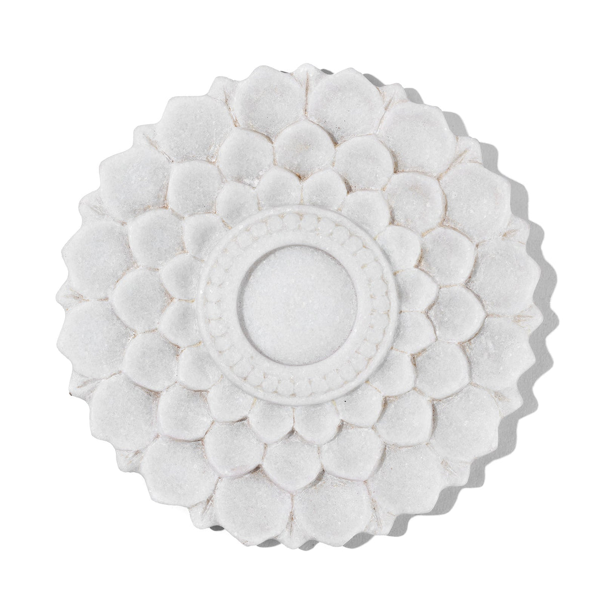 White Marble Candlestand - Lotus Design
