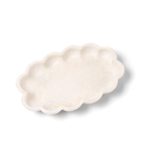 Fluted White Marble Soap Dish