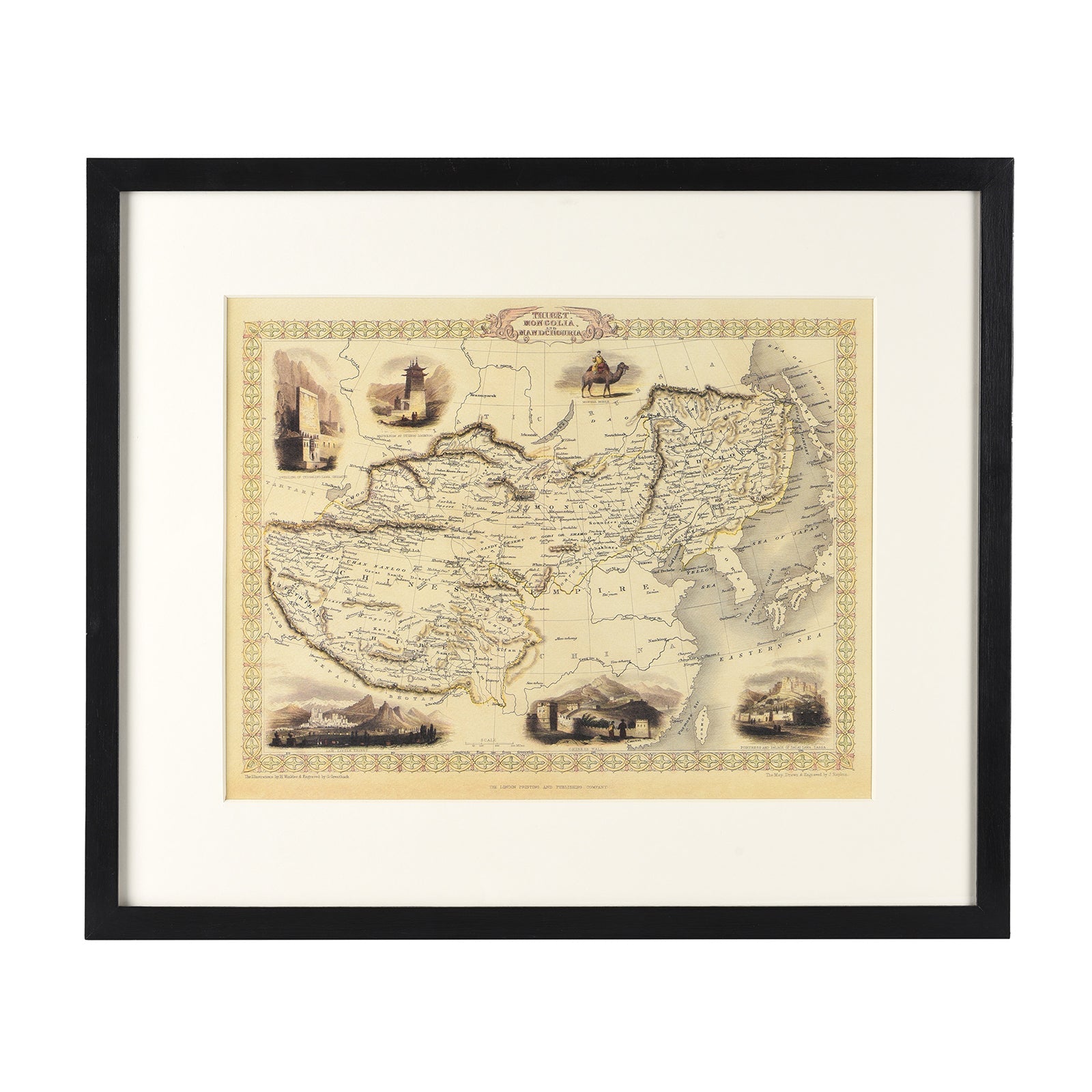 Framed Map Print of Tibet, Mongolia & Mandchouria