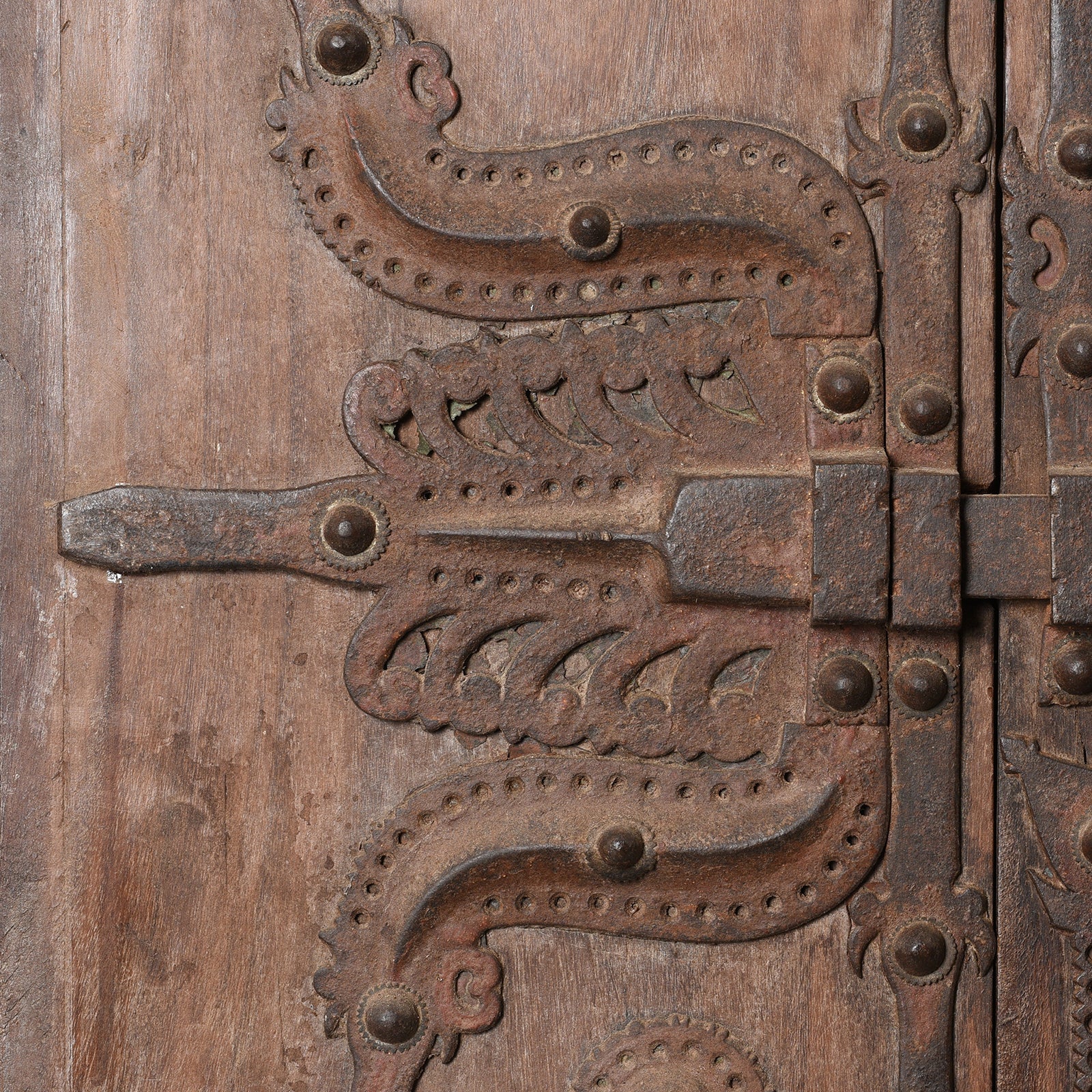 Old Kerala Door With Ornate Iron Lock 19th Century
