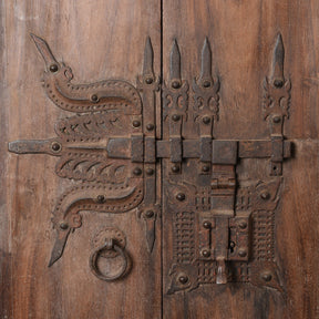 Old Kerala Door With Ornate Iron Lock 19th Century