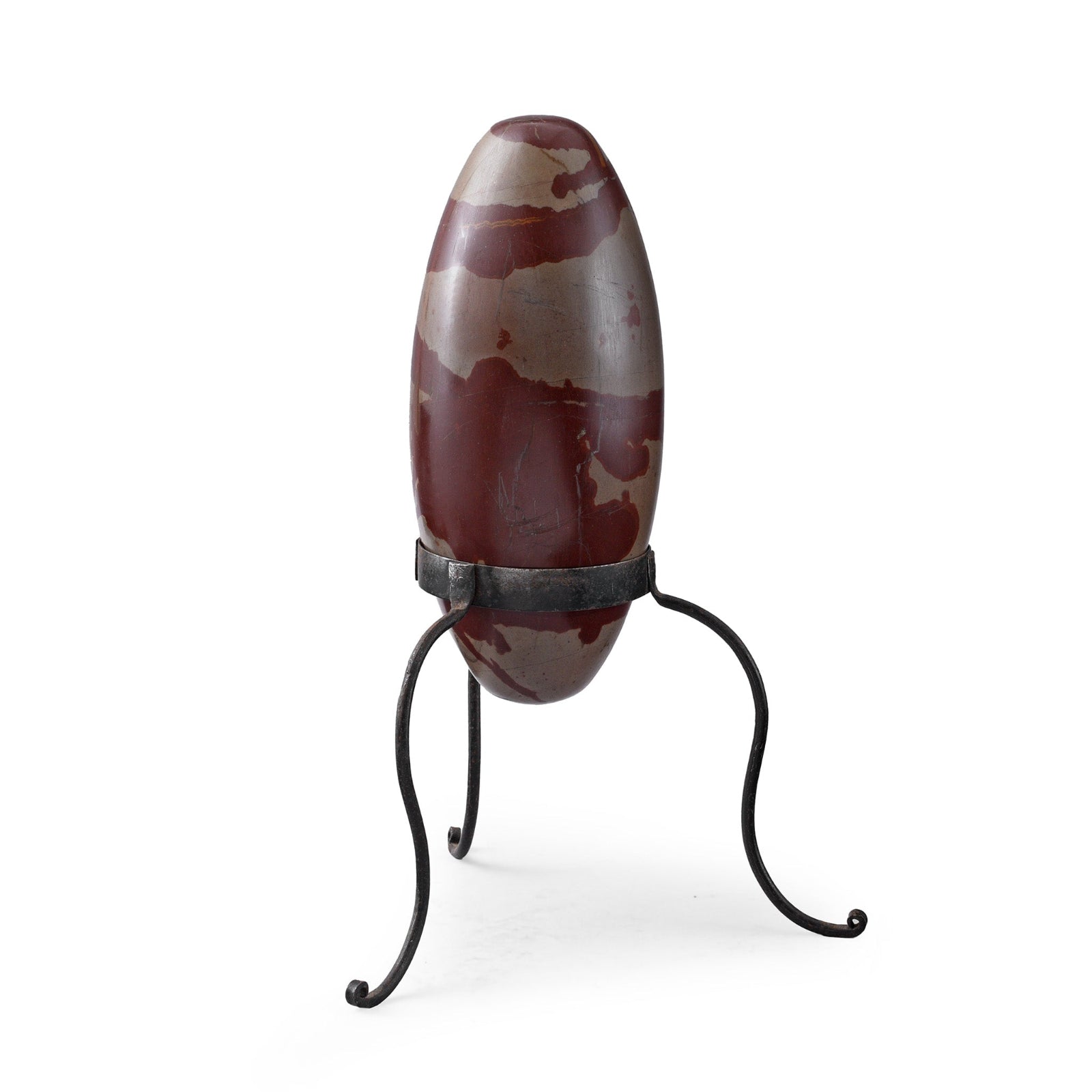 Stone Shiva Lingam on Iron Stand - Ca 1900's