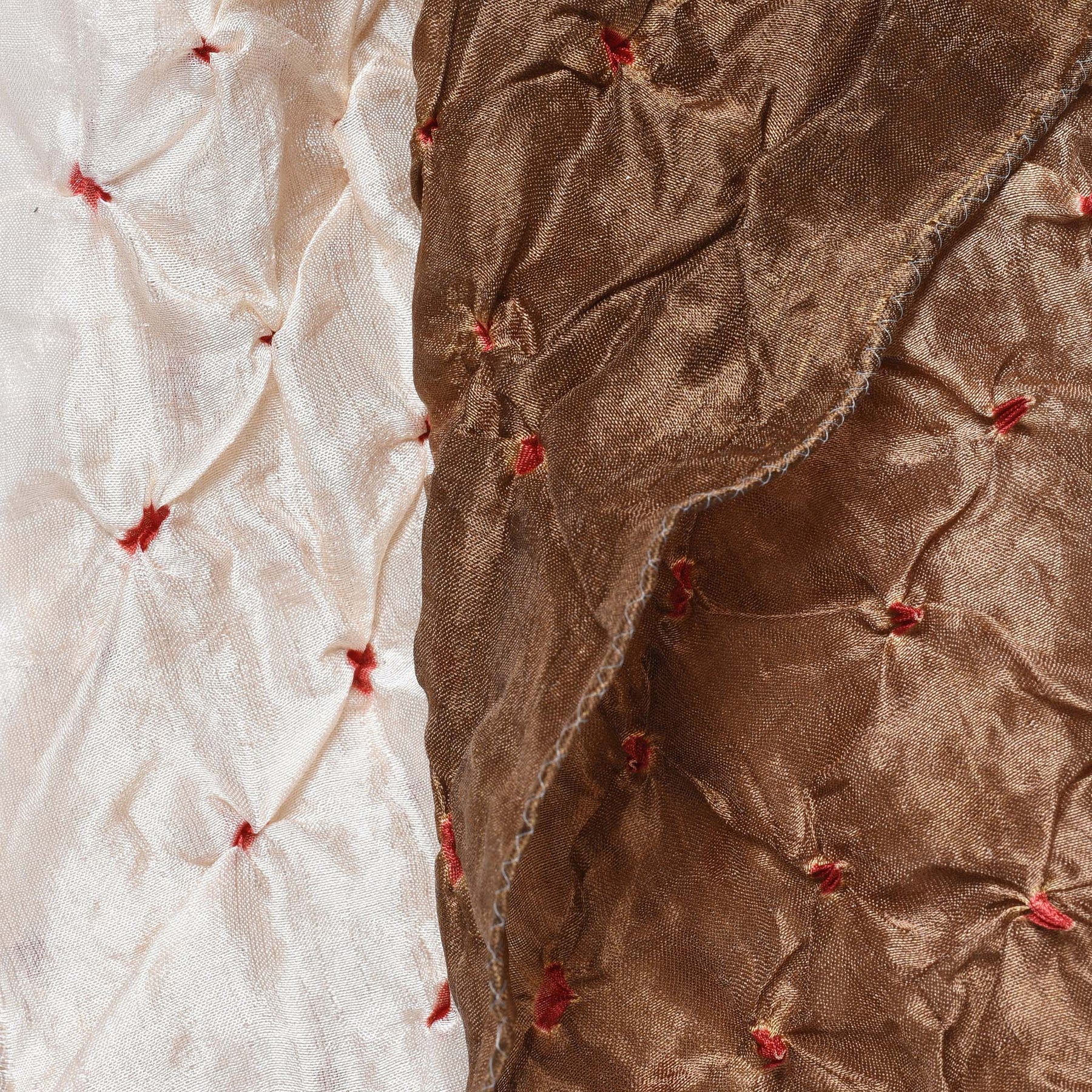 Pearl and Taupe Bandhani Silk Scarf from Rajasthan