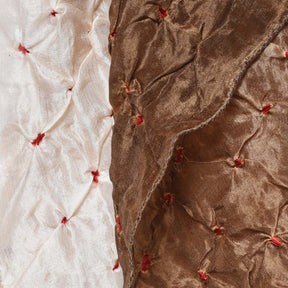 Pearl and Taupe Bandhani Silk Scarf from Rajasthan