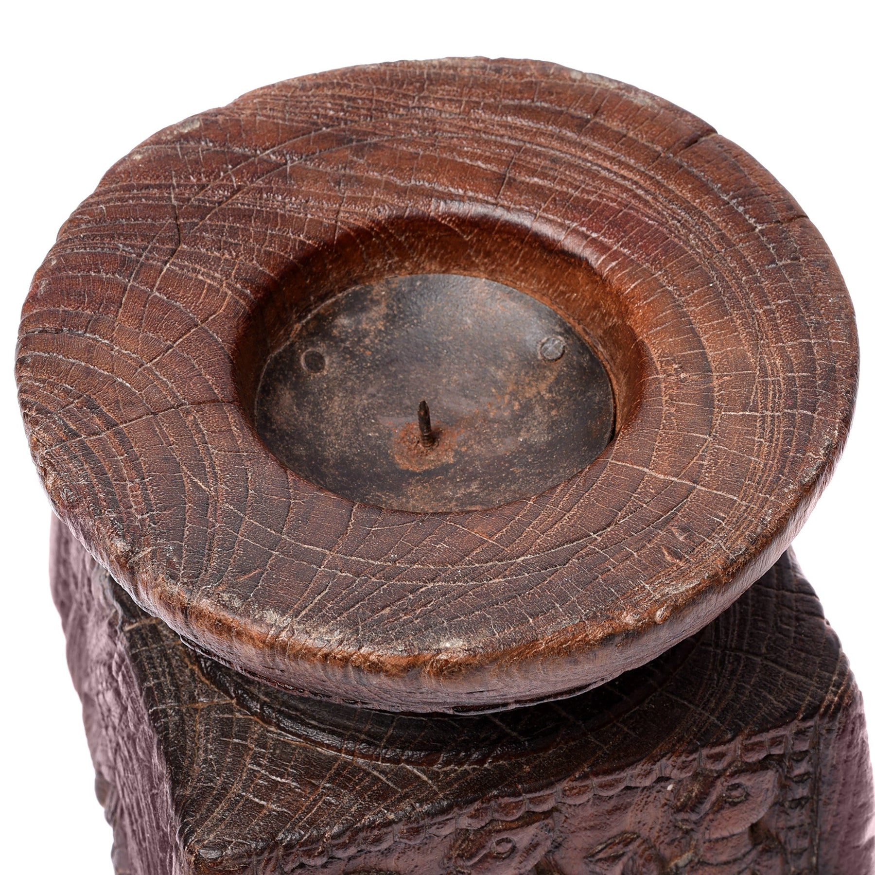 Candle stand Made From Old Indian Teak Seed Drill - 19thC