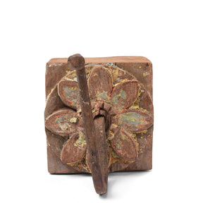 Coat Hook On Old Painted Teak, Various Colours - 19thC