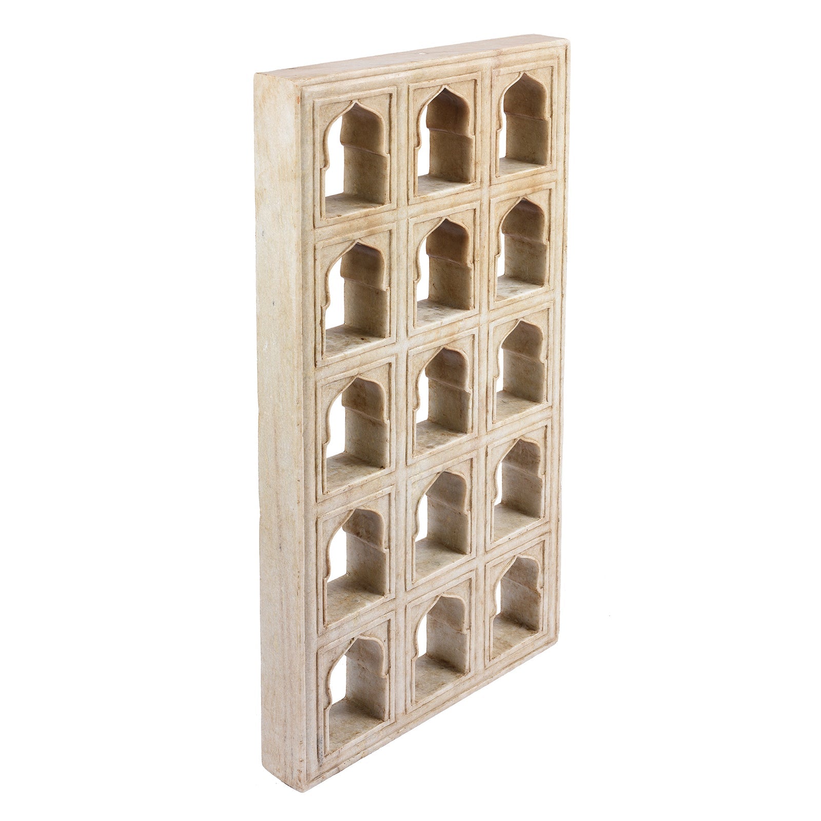 White Marble Lamp Niche (15-Way) - Mughal Style