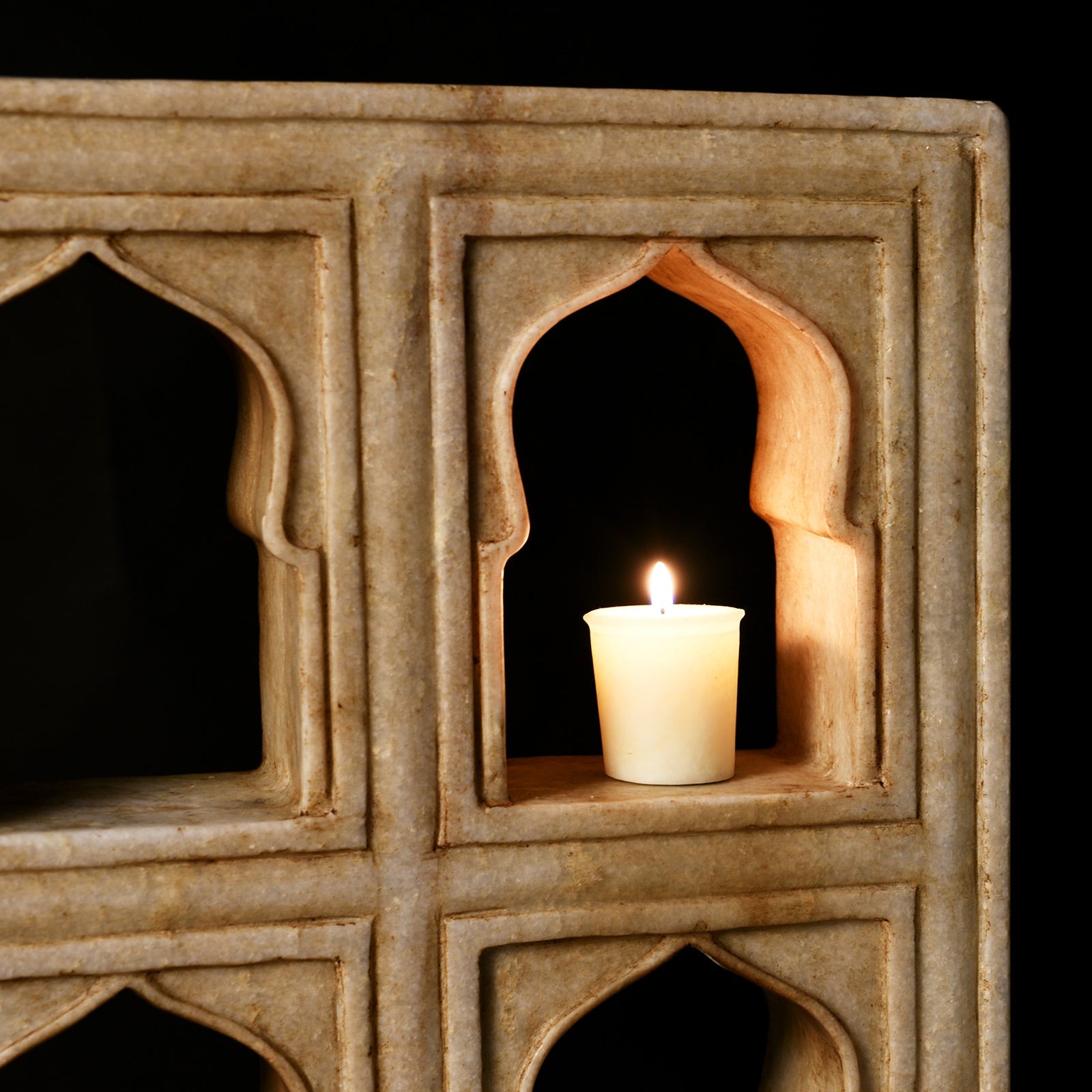 White Marble Lamp Niche (15-Way) - Mughal Style