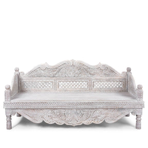 Carved And Limed Mango Wood Daybed