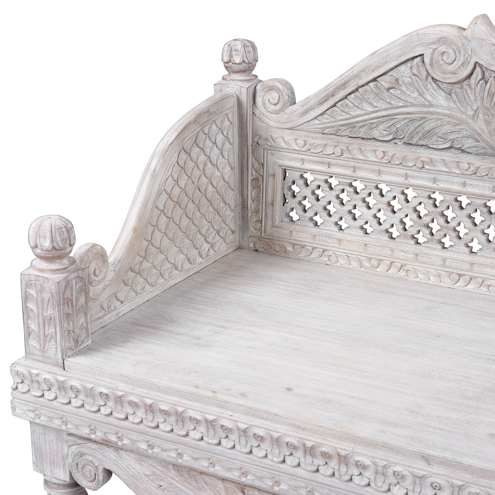 Carved And Limed Mango Wood Daybed