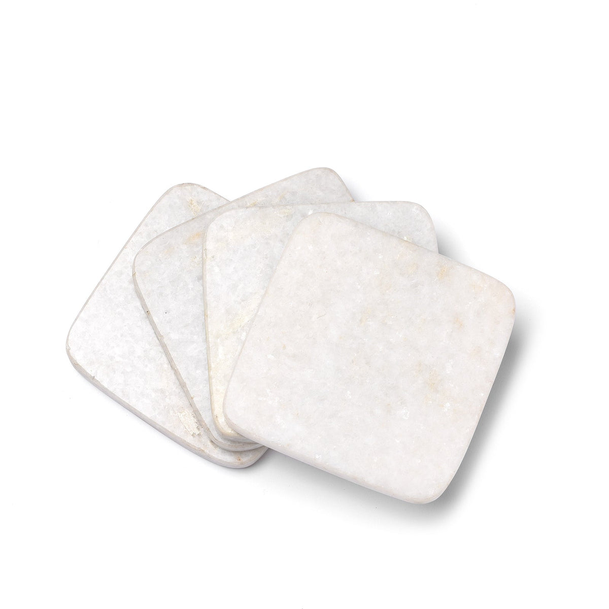 White Marble Square Coasters - Set Of 4