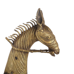 Vintage Dhokra Tribal Brass Tribal Horse - Ca 1960