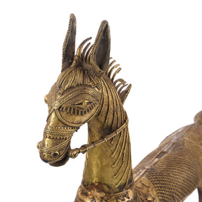 Vintage Dhokra Tribal Brass Tribal Horse - Ca 1960