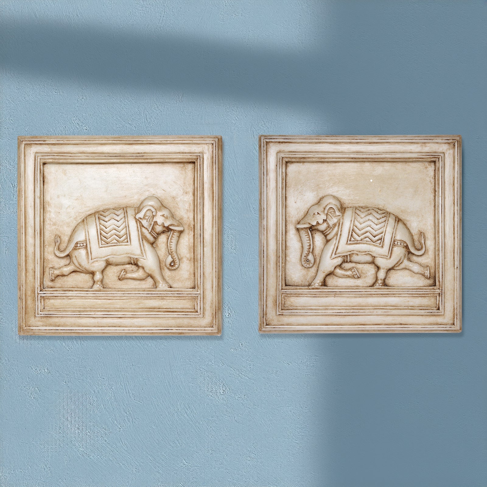 White Marble Mughal Style Elephant Panel