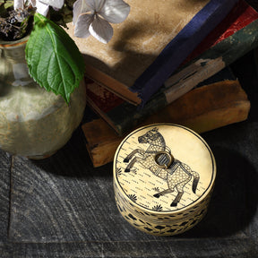 Round Inlay Trinket Box - Horse Design