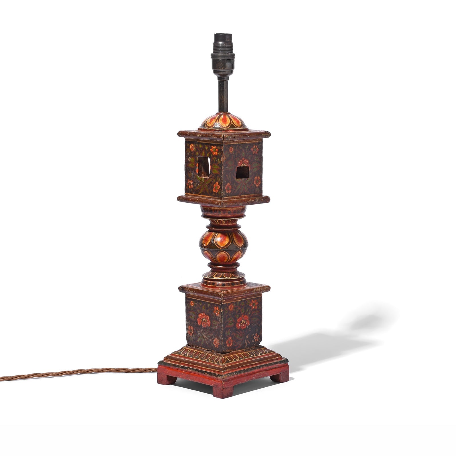 Table Lamp Made From An Old Indian Charpoy Leg