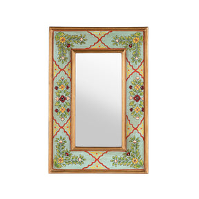 Aqua Green Hand Painted Indian Mirror