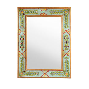 Aqua Green Hand Painted Indian Mirror