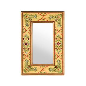 Yellow Hand Painted Indian Mirror
