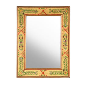 Yellow Hand Painted Indian Mirror
