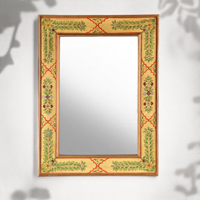 Yellow Hand Painted Indian Mirror