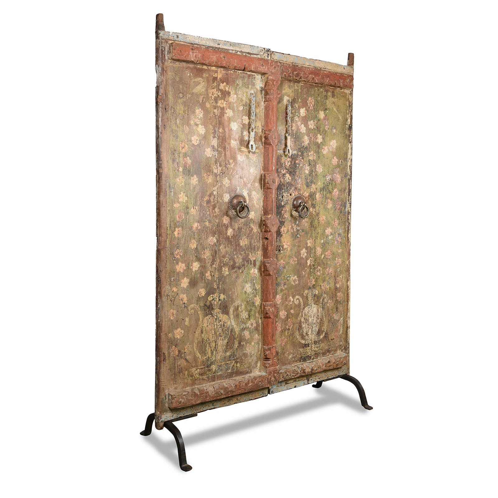 Old Painted Indian Door From Gujarat - 19thC