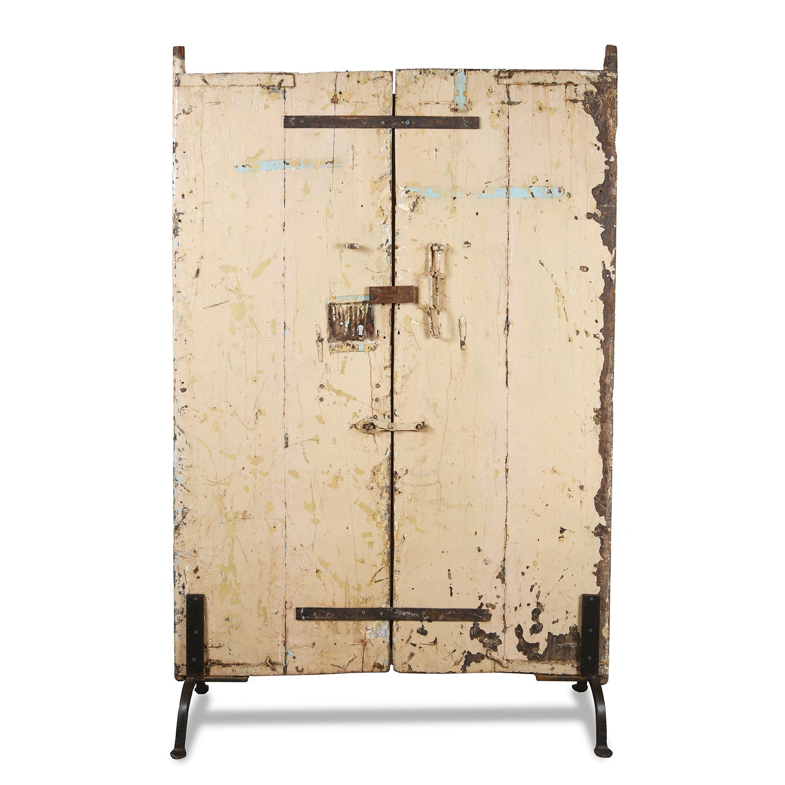 Old Painted Indian Door From Gujarat - 19thC
