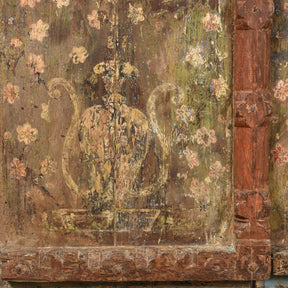 Old Painted Indian Door From Gujarat - 19thC