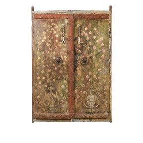 Old Painted Indian Door From Gujarat - 19thC
