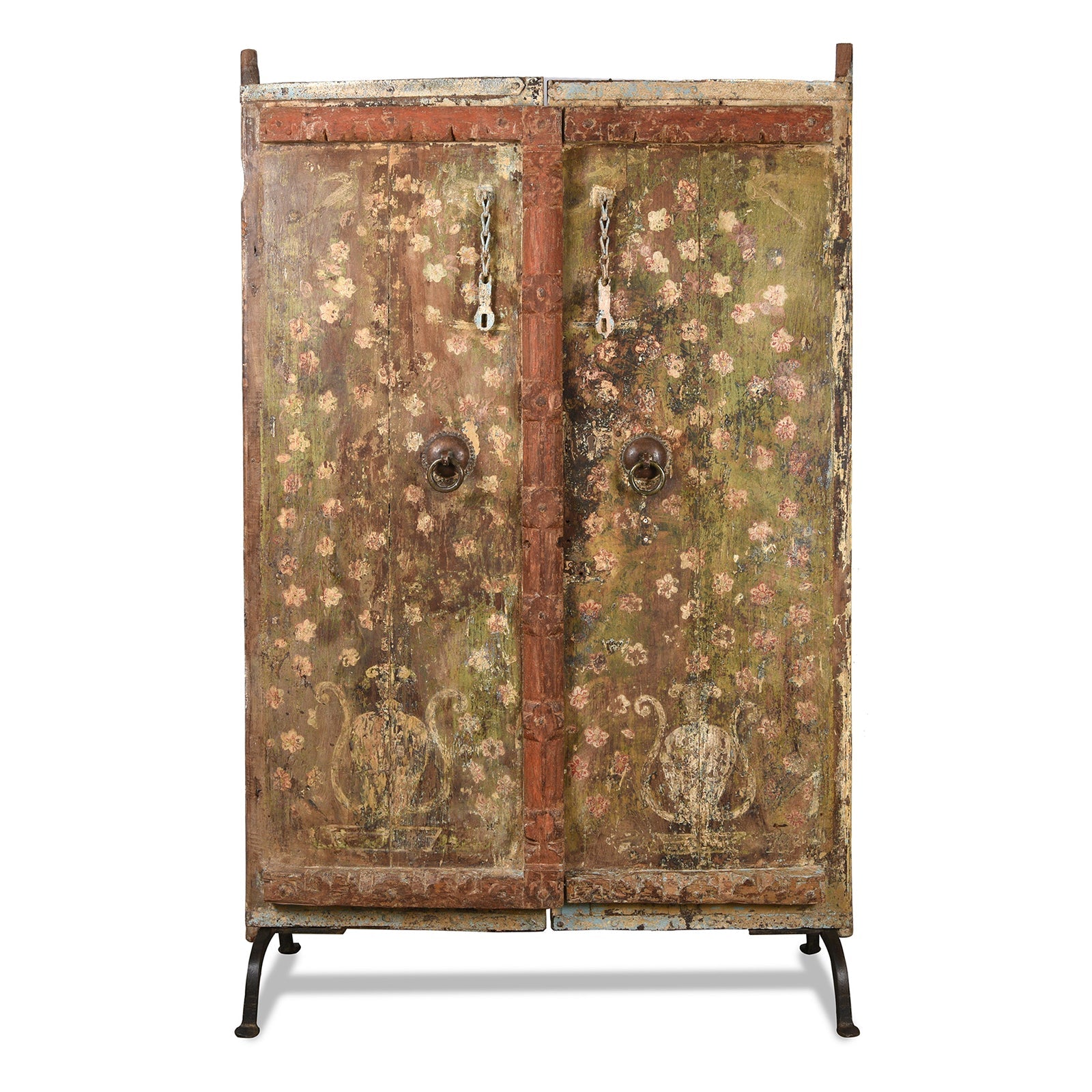 Old Painted Indian Door From Gujarat - 19thC