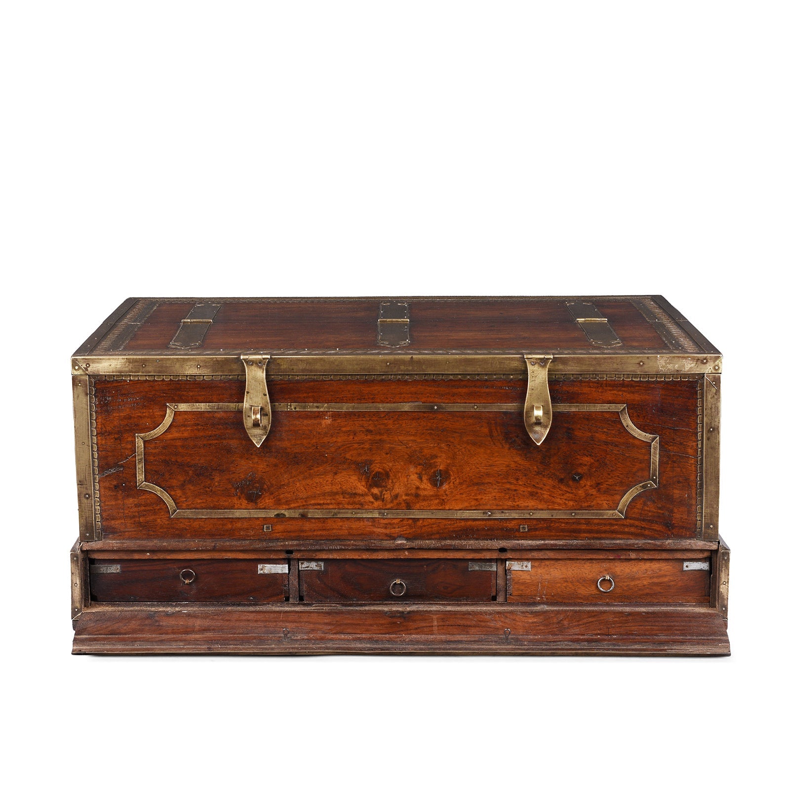 Brass Bound Rosewood Jewellery Box From Kerala - 18th Century