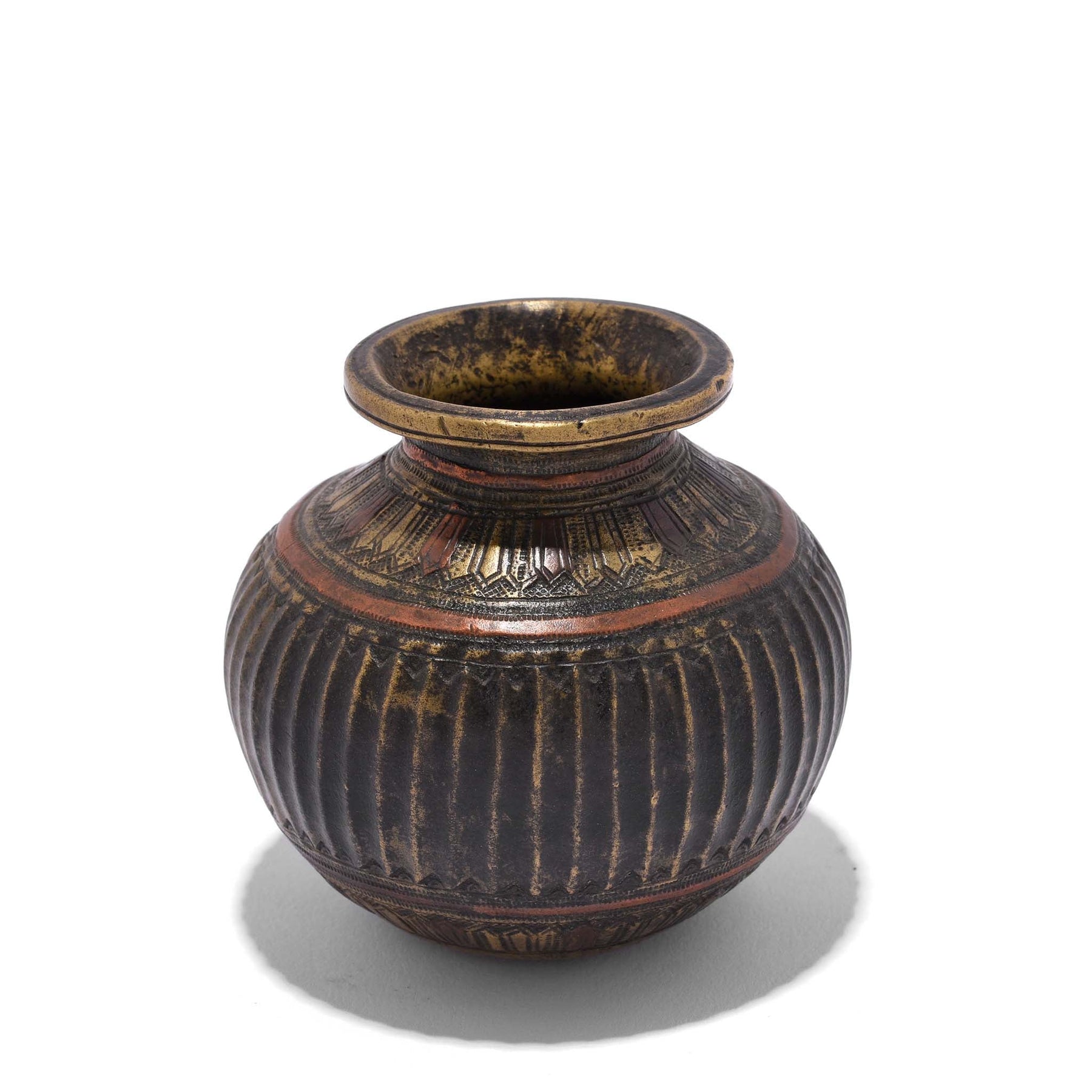 Brass And Copper Holy Water Pot -19thC